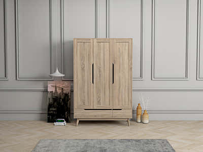 Fella 3 Doors Wardrobe With 2 Drawer