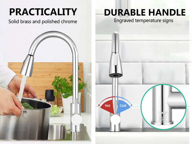 Silver Kitchen Faucet with Pull-out Spray