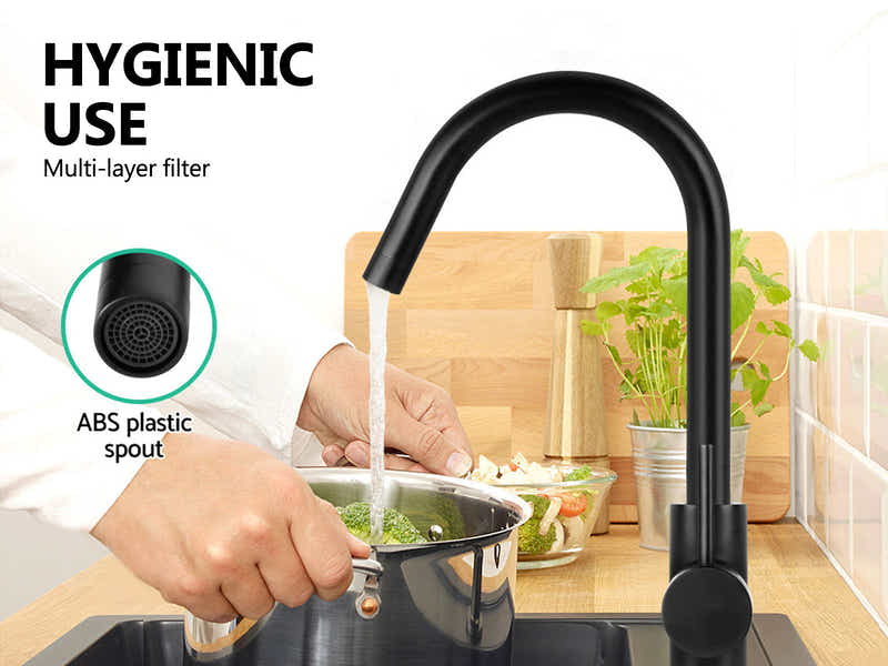 Black Kitchen Faucet - Gooseneck