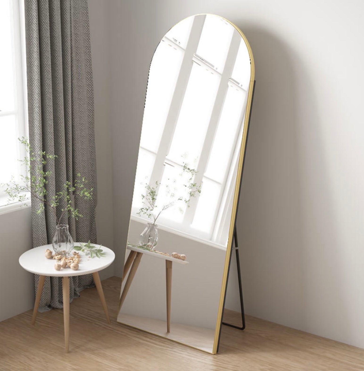 DS BS Arched Full Length Mirror With Stand 50×170cm -Black