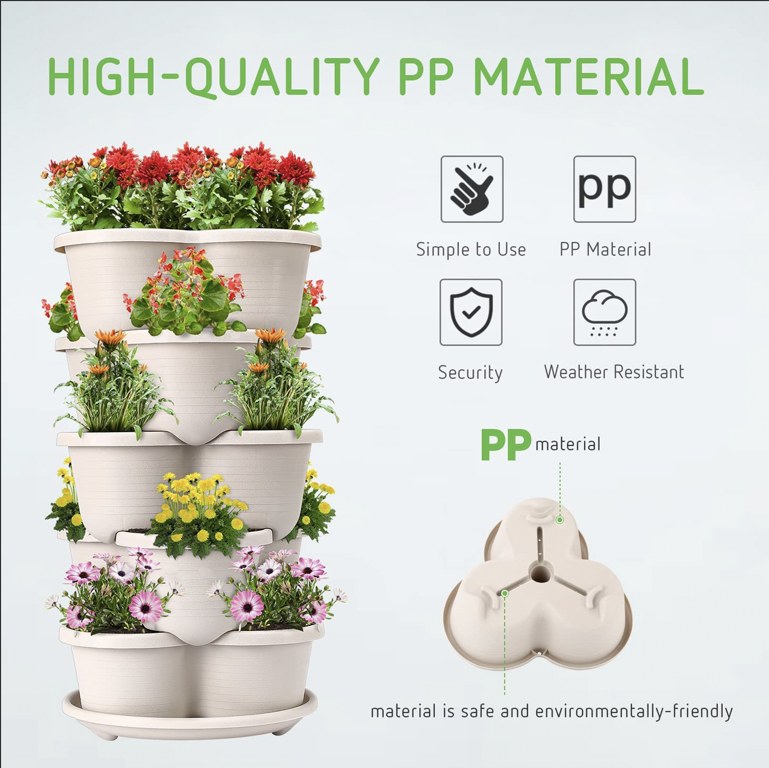 DS BS 5 Tier Vertical Stackable Planter