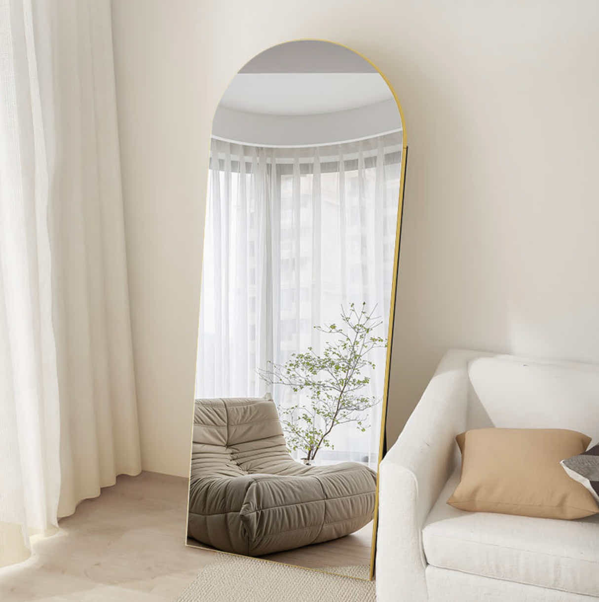 DS BS Arched Full Length Mirror With Stand 50×170cm -Black