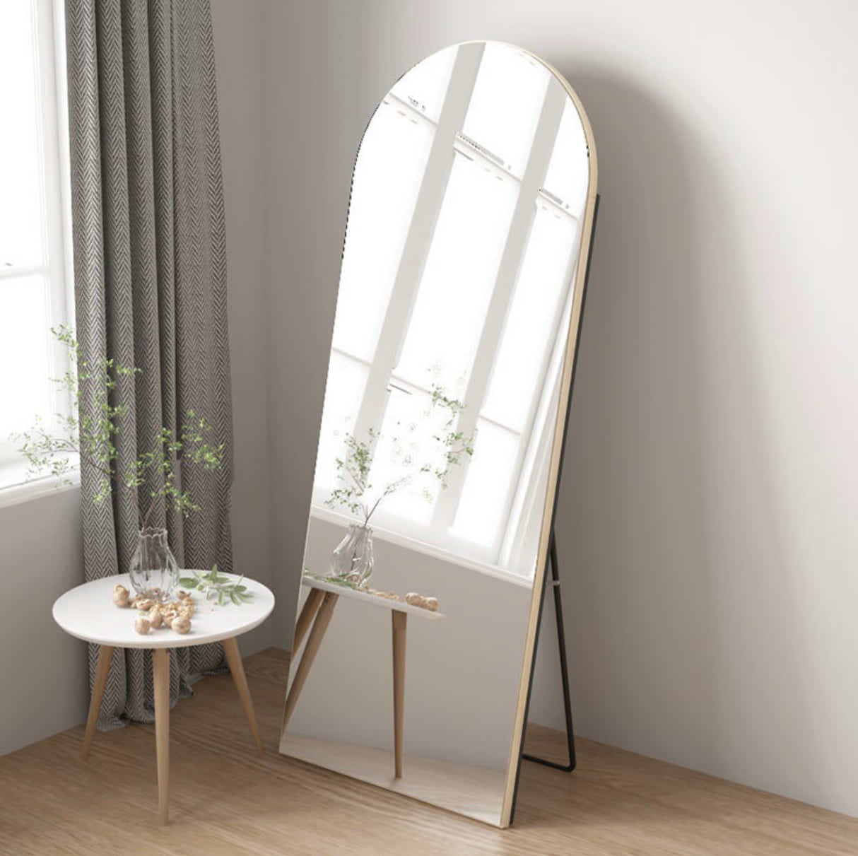 DS BS Arched Full Length Mirror With Stand 50×170cm -Black