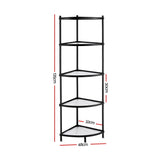 DS NA Artiss 5-Tier Kitchen Corner Shelf Rack Stand Microwave Metal Storage