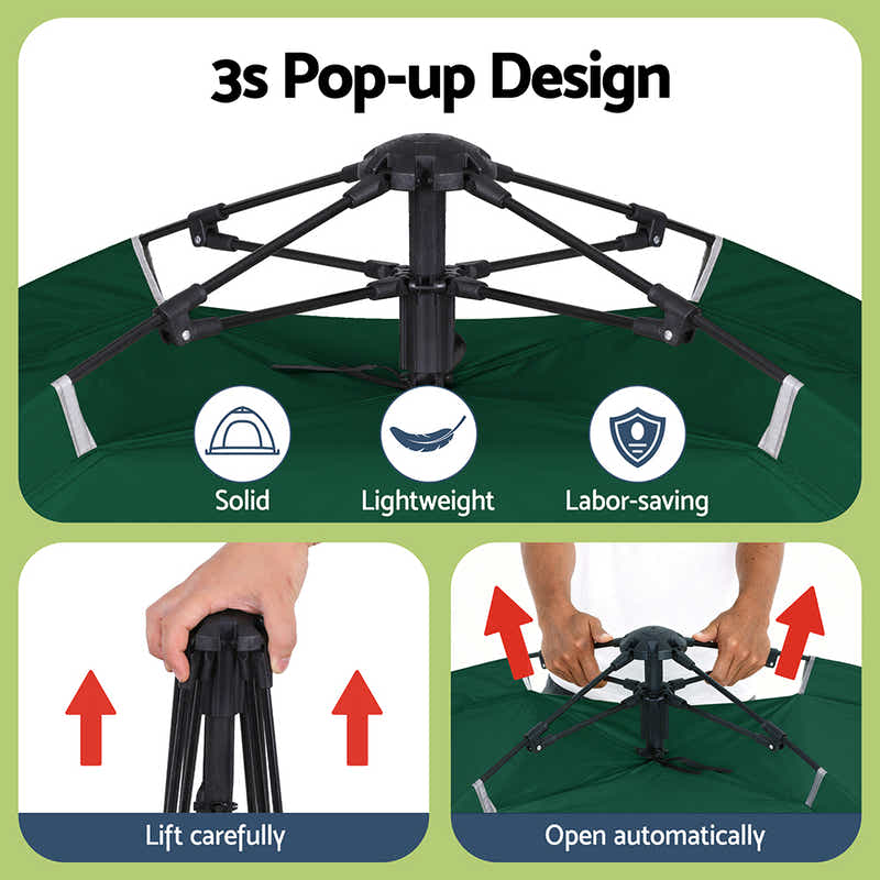 Weisshorn Camping Tent Instant Tent Pop up 2 Person Outdoor Hiking Green