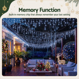 Jingle Jollys 32M Christmas Lights Solar Icicle String 960 LED Cool White