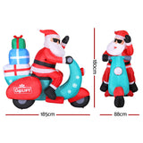 Jingle Jollys Christmas Inflatable Santa Motorbike LED Illuminated Decor