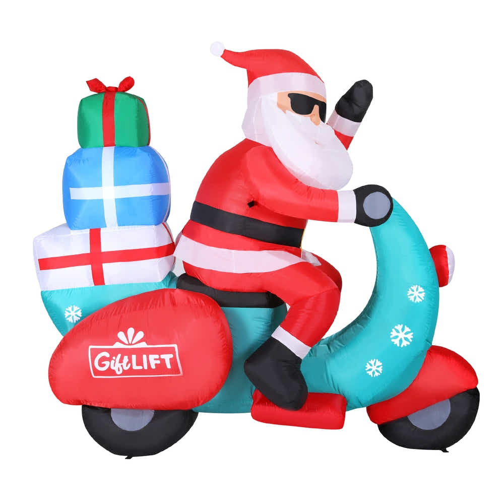 Jingle Jollys Christmas Inflatable Santa Motorbike LED Illuminated Decor