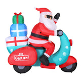Jingle Jollys Christmas Inflatable Santa Motorbike LED Illuminated Decor