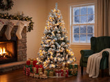 DS Christmas Tree Flocked Tips with Lights - 7Ft/210cm