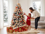 DS Christmas Tree Flocked Tips with Lights - 7Ft/210cm