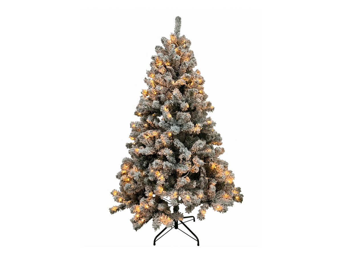 DS Christmas Tree Flocked Tips with Lights - 7Ft/210cm