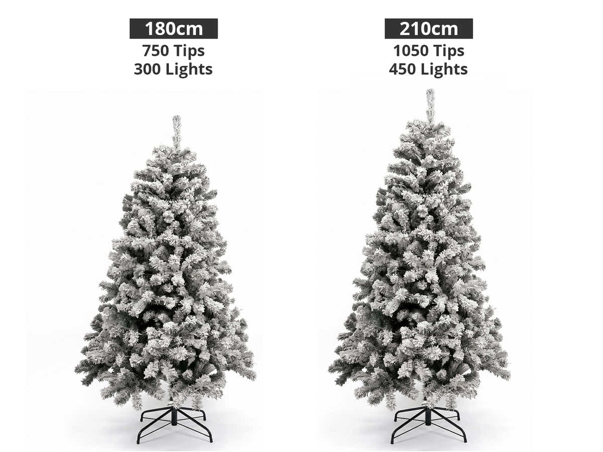 DS Christmas Tree Flocked Tips with Lights - 7Ft/210cm
