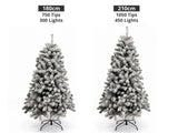 DS Christmas Tree Flocked Tips with Lights - 7Ft/210cm