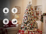 DS Christmas Tree Flocked Tips with Lights - 7Ft/210cm