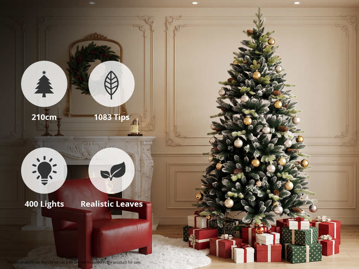 DS Christmas Tree Snow Tips with Lights - 7FT/210cm