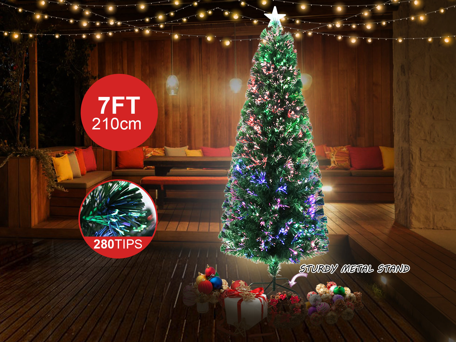 Optic Fibre Christmas Tree - 7Ft/210 cm