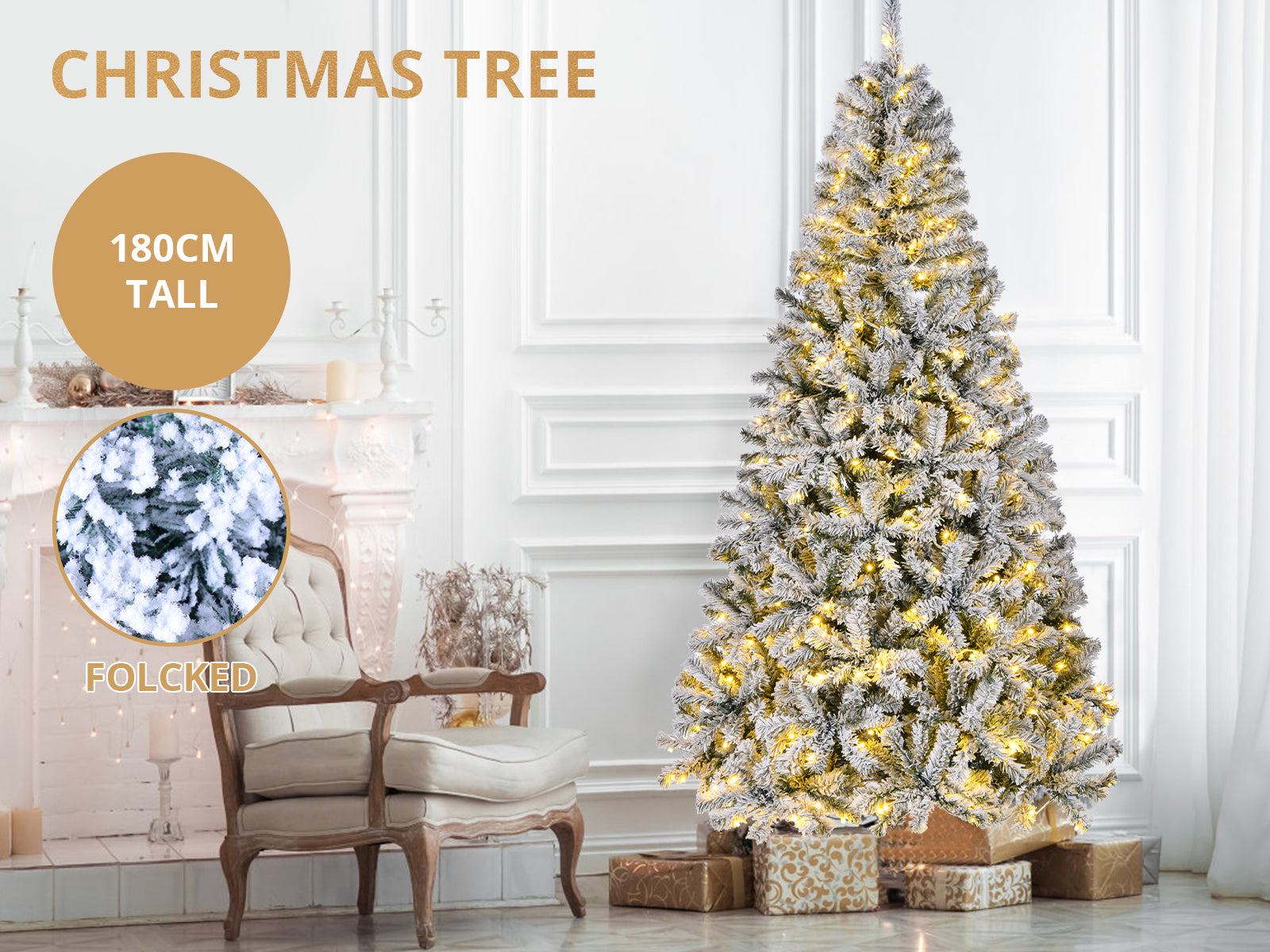DS Flocked PVC Christmas Tree - 6FT