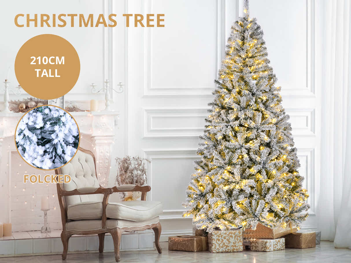 Flocked PVC Christmas Tree - 7FT/210 cm