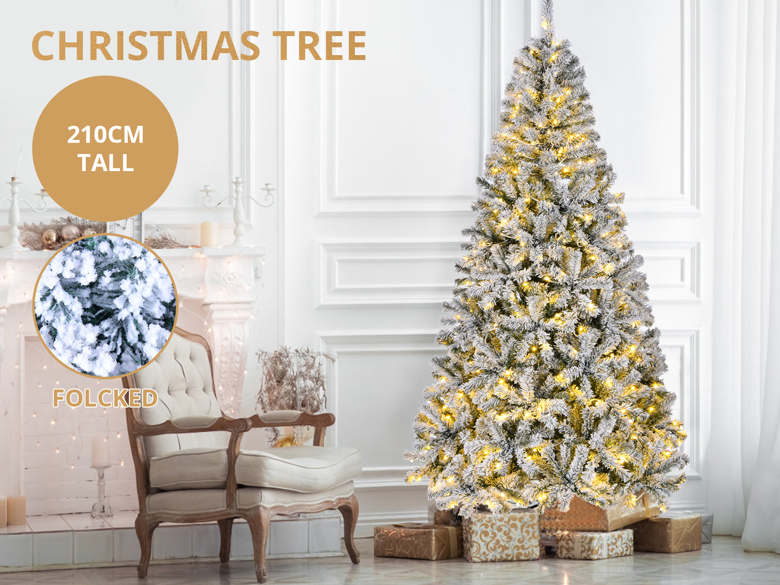 DS Flocked PVC Christmas Tree - 7FT / 210 cm