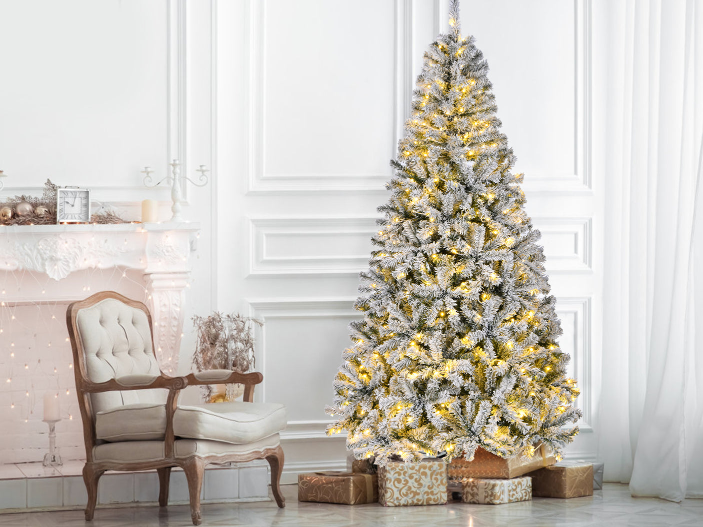 Flocked PVC Christmas Tree - 7FT