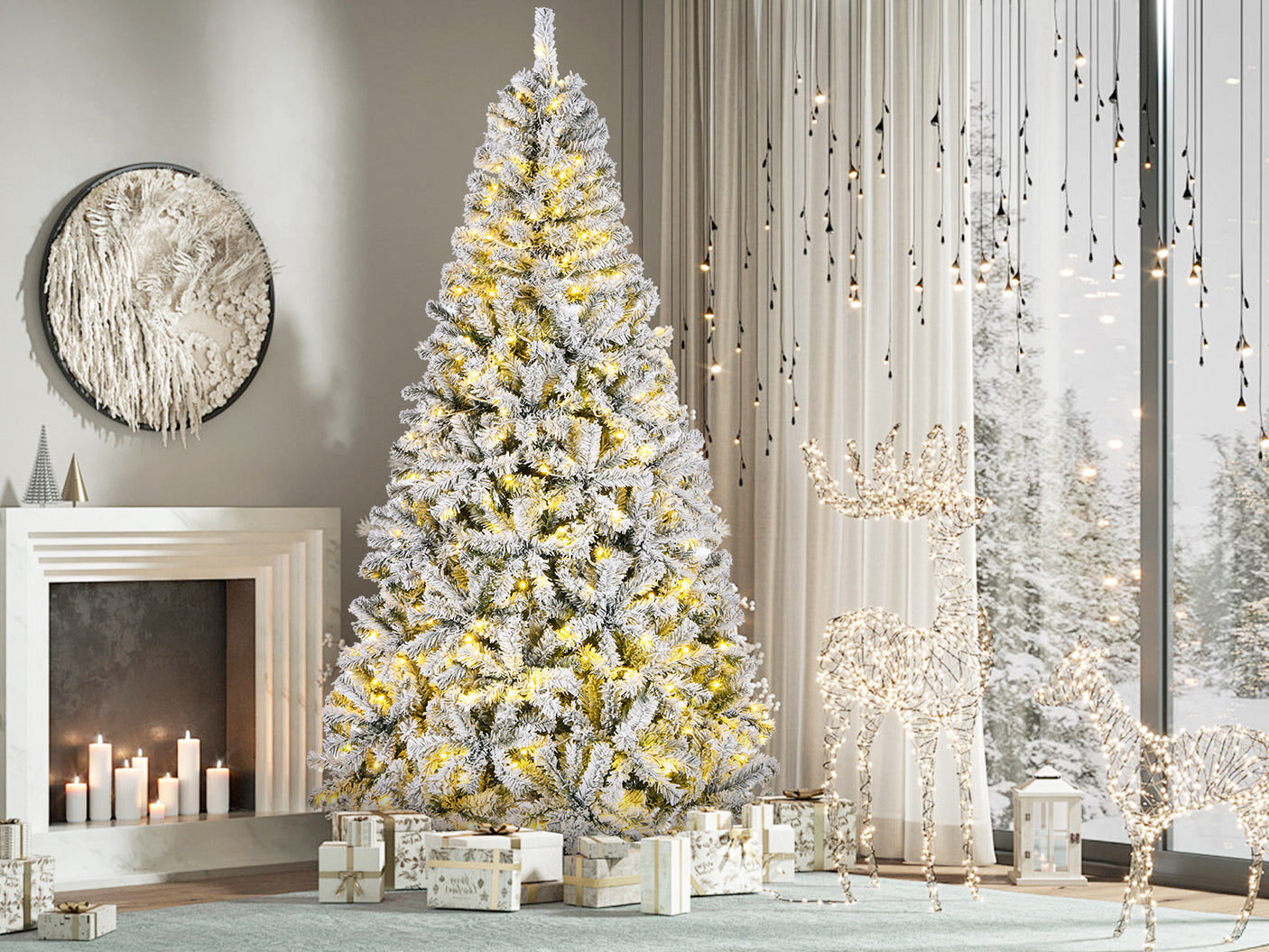 Flocked PVC Christmas Tree - 7FT