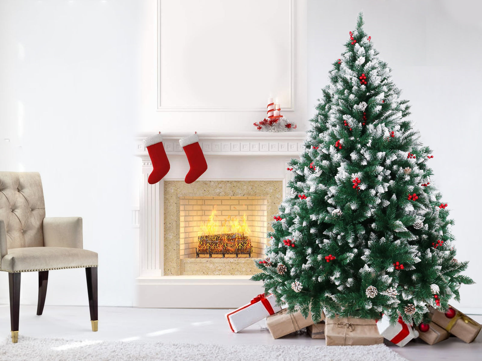 PVC Christmas Tree with Snow - 7Ft/210 cm