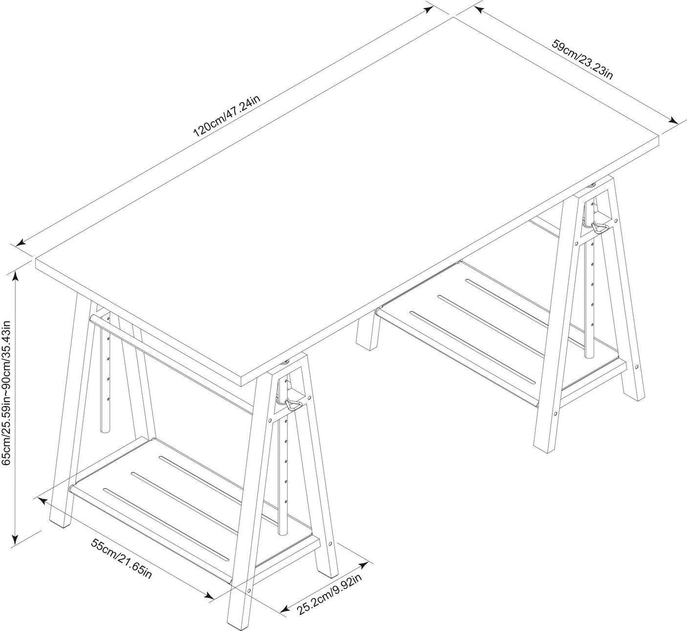 Adjustable Metal Frame Desk