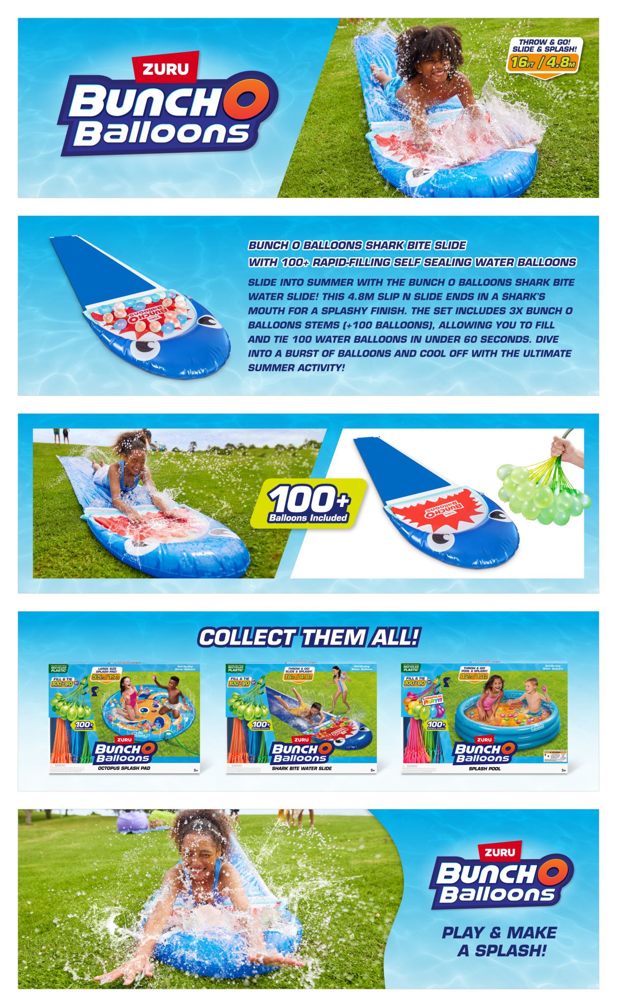 ZURU Shark Slide With 3PK Bunch O Balloons