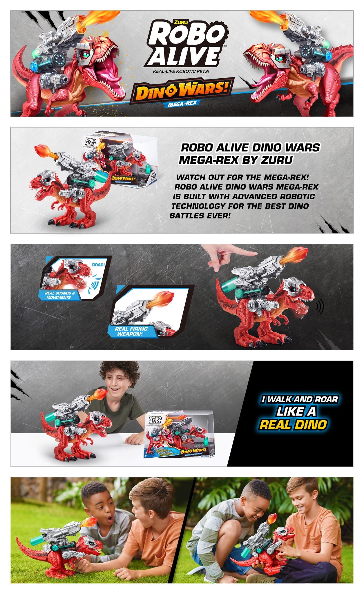 ZURU ROBO ALIVE-DINO WARS-Series 1 Giant Battling T-Rex