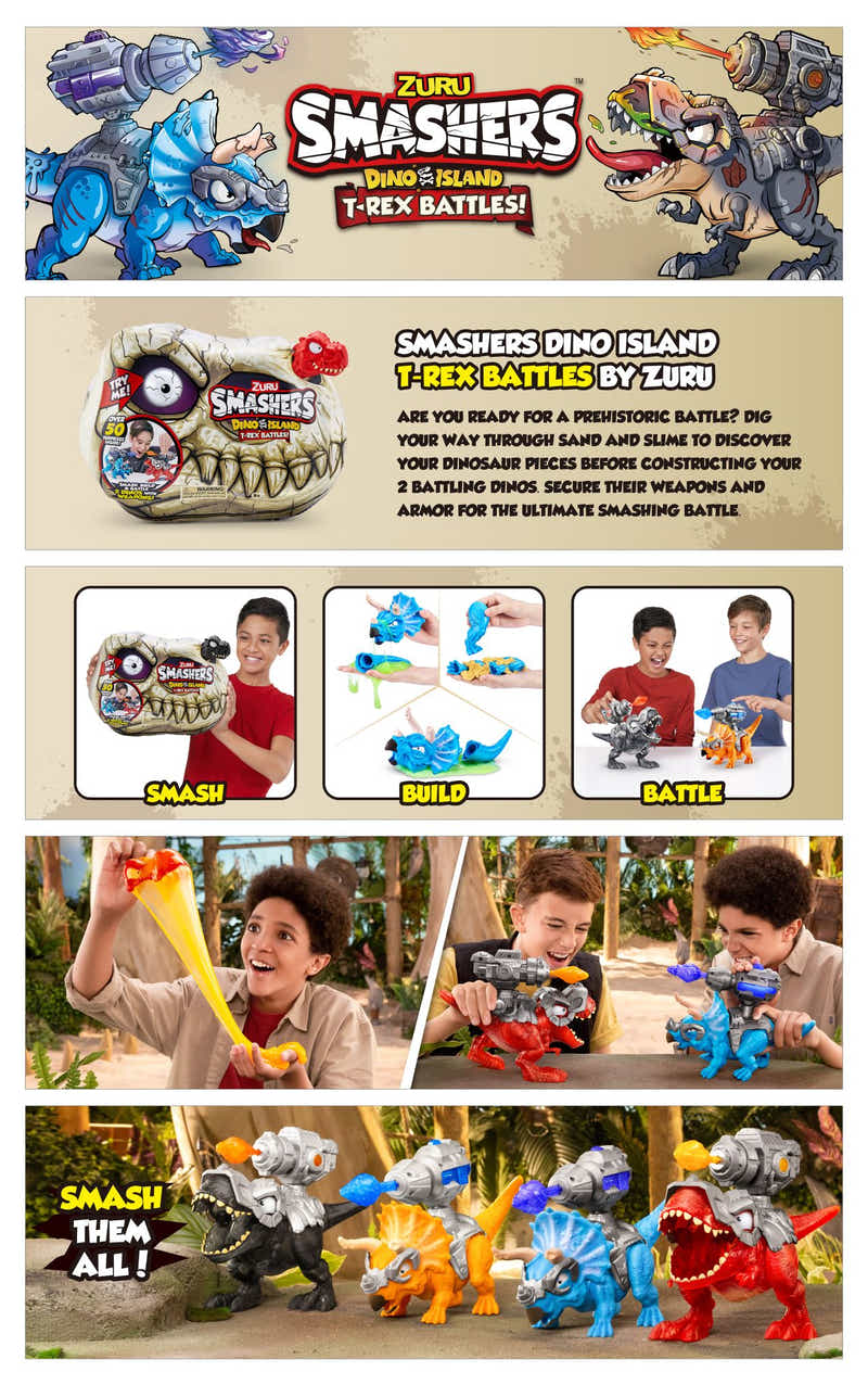 ZURU Smashers Dino Island S1 T-Rex Battle Playset