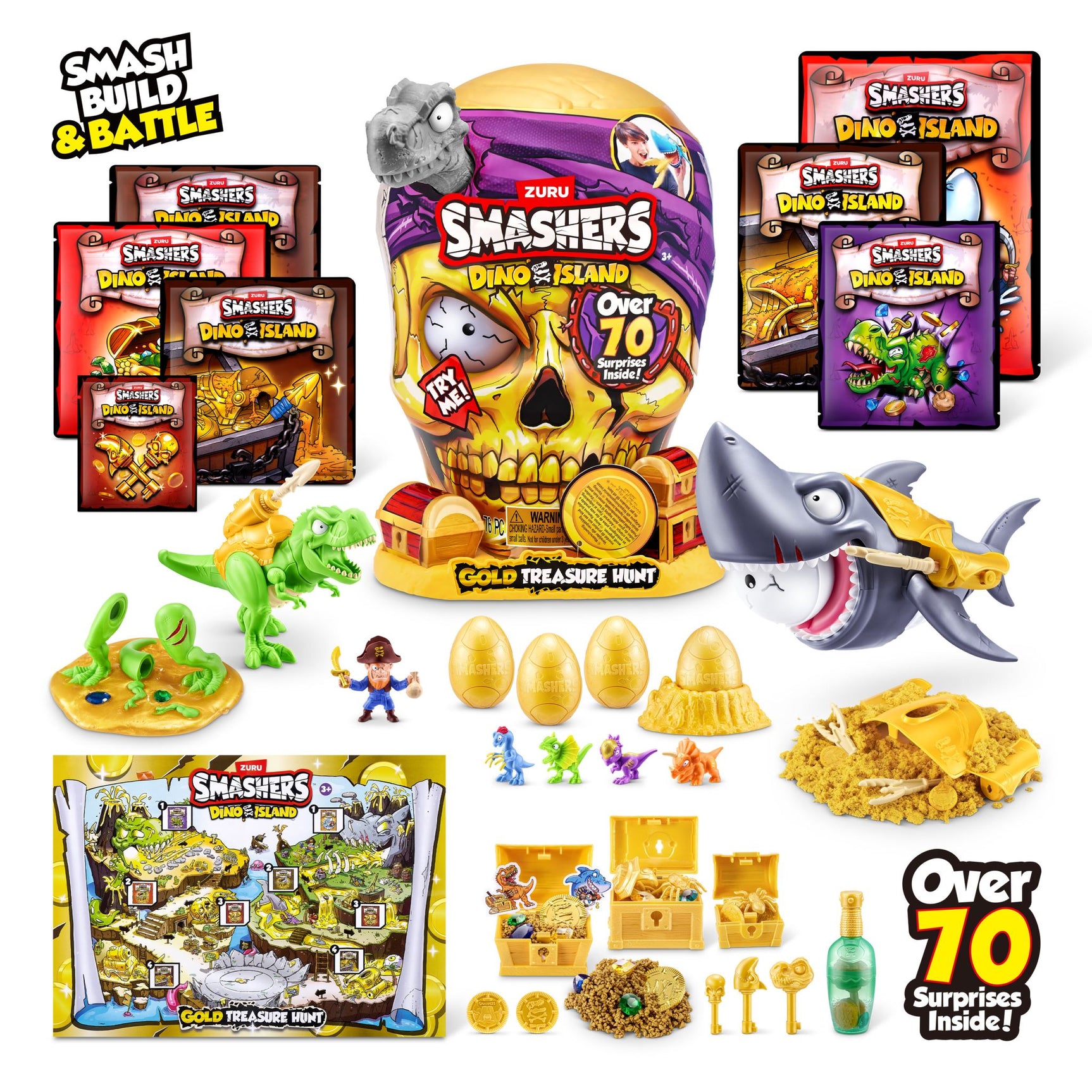 ZURU SMASHERS - DINO ISLAND S1 - GOLD TREASURE HUNT