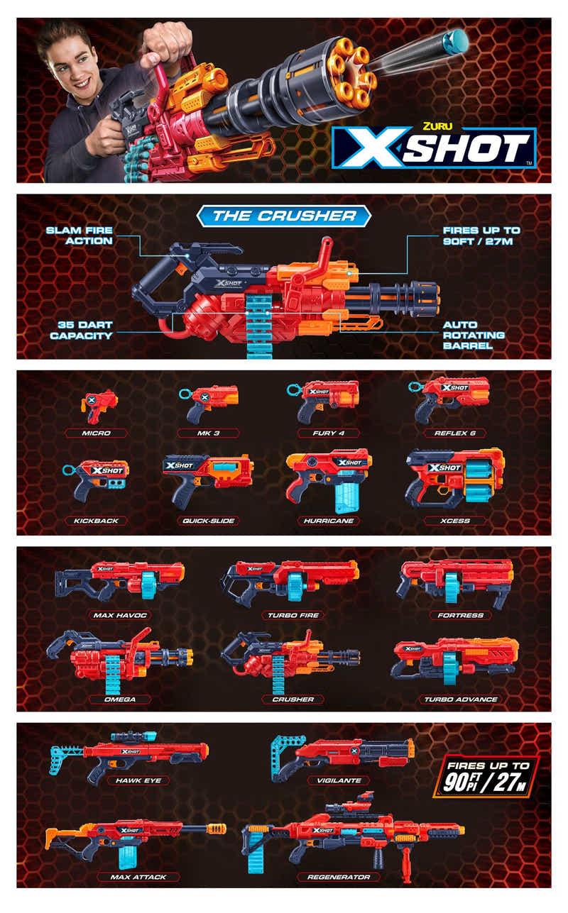 ZURU X-Shot Excel Crusher with Dart Belt (48 Darts)