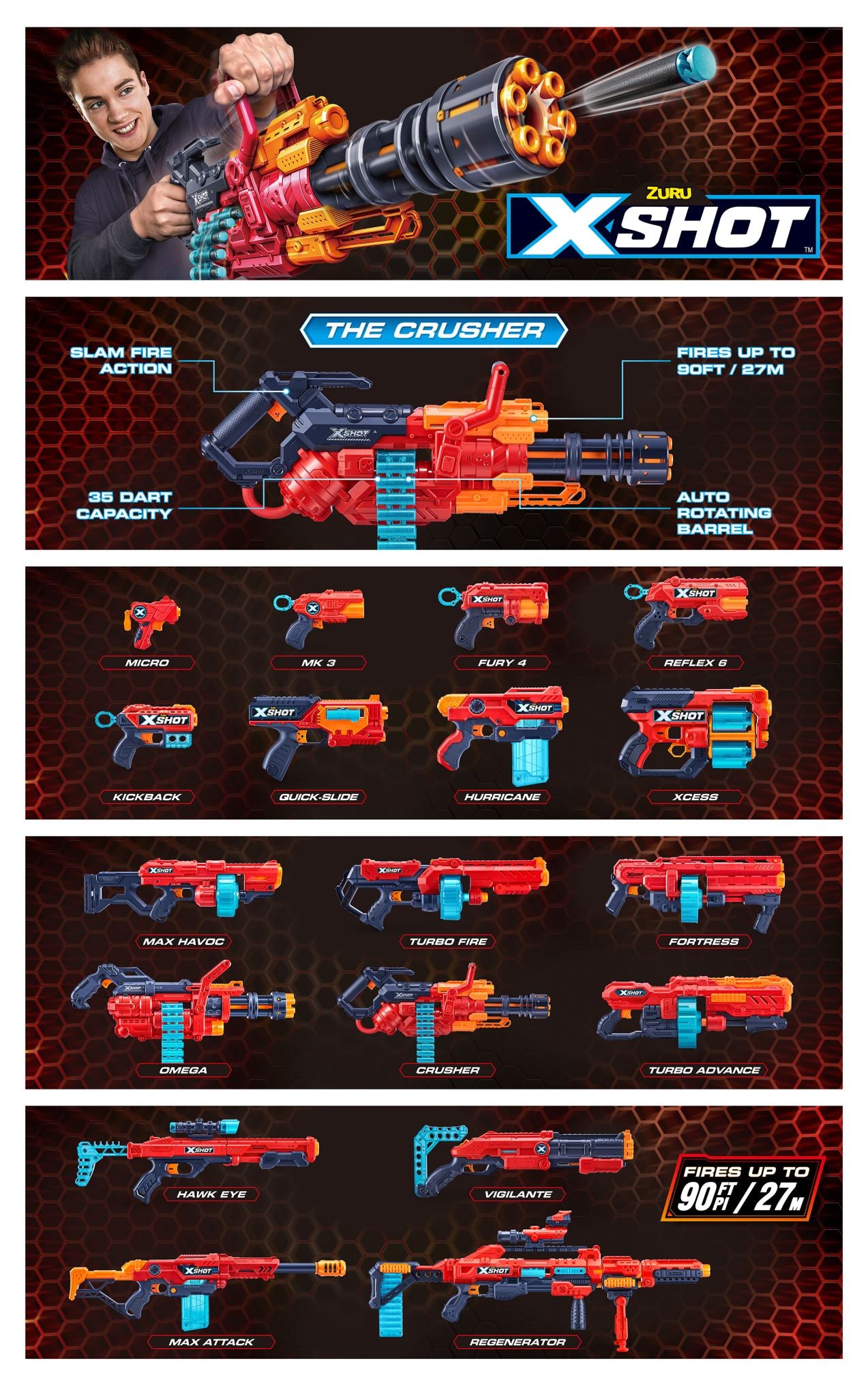ZURU X-SHOT EXCEL Crusher With Dart Belt & 48 Darts