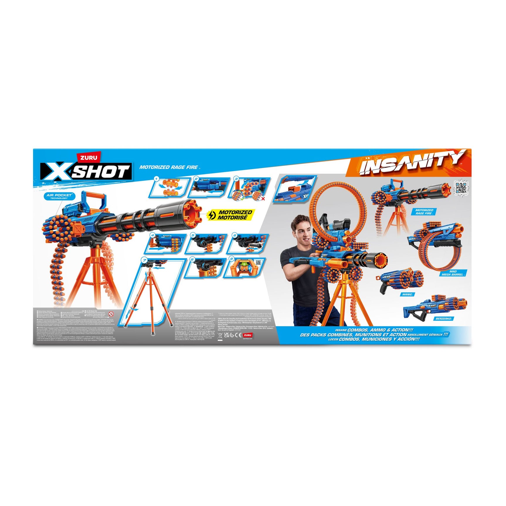 ZURU XSHOT-INSANITY S1 Motorized Rage Fire Gatlin Gun 72 Darts