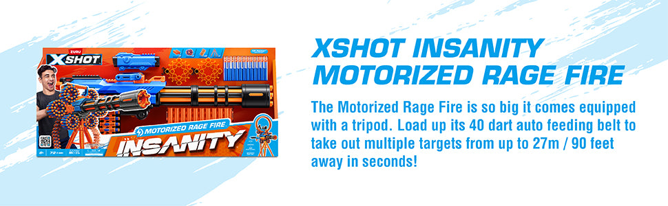 ZURU XSHOT-INSANITY S1 Motorized Rage Fire Gatlin Gun 72 Darts