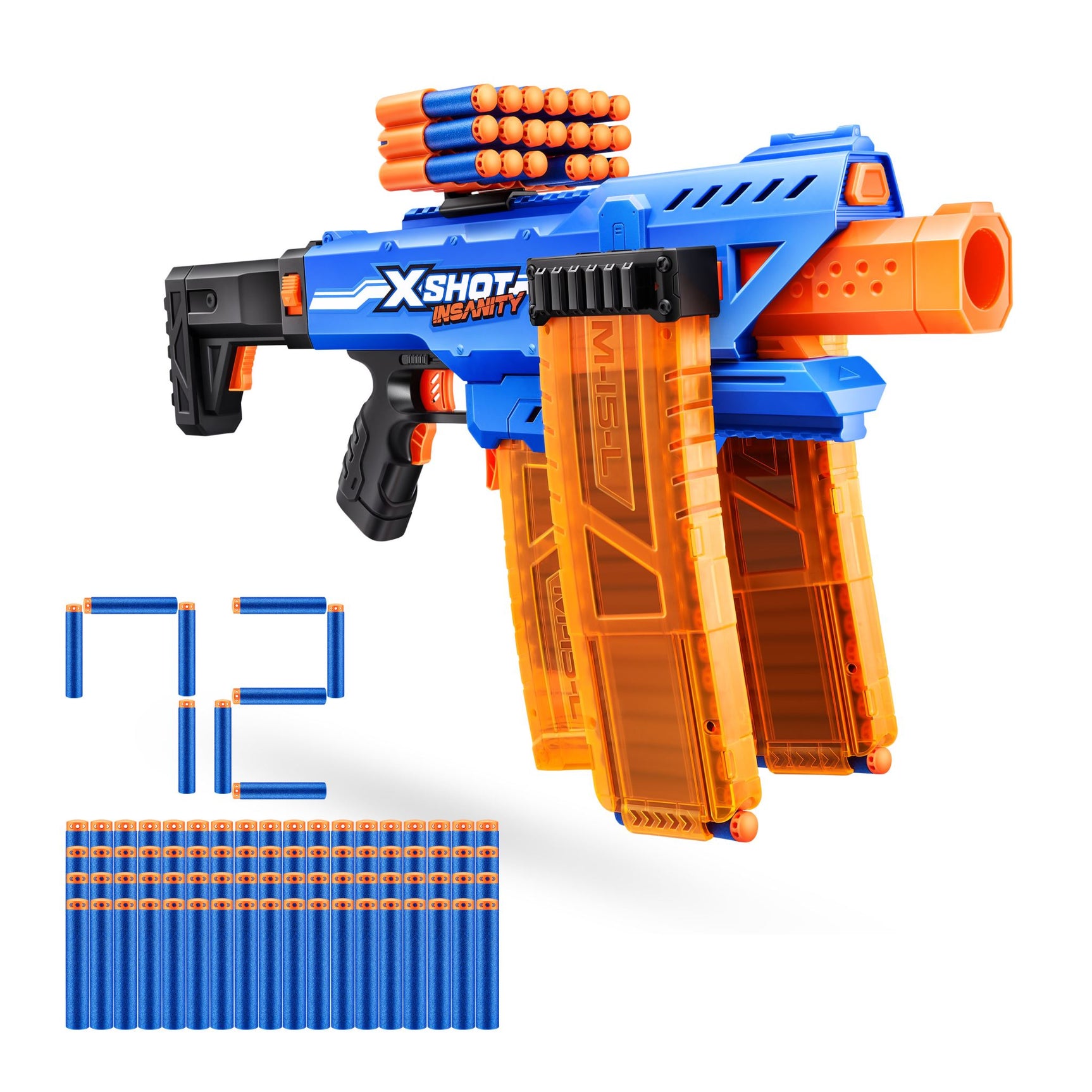 ZURU XSHOT INSANITY S1 MOTORISED CLIP BLASTER 72 Darts