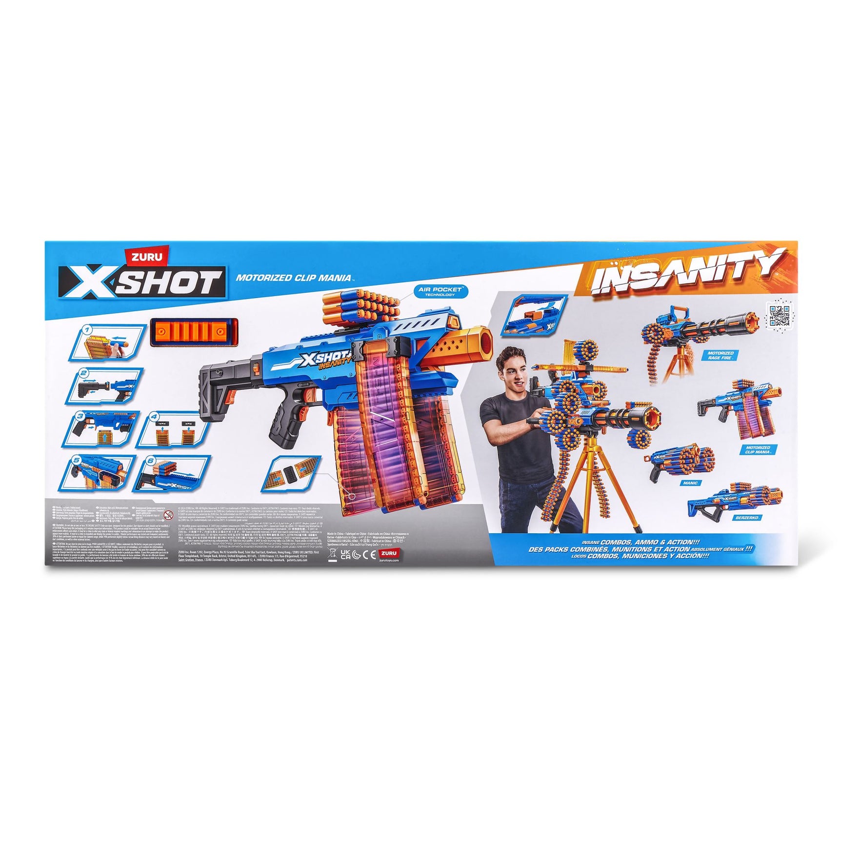 ZURU XSHOT INSANITY S1 MOTORISED CLIP BLASTER 72 Darts