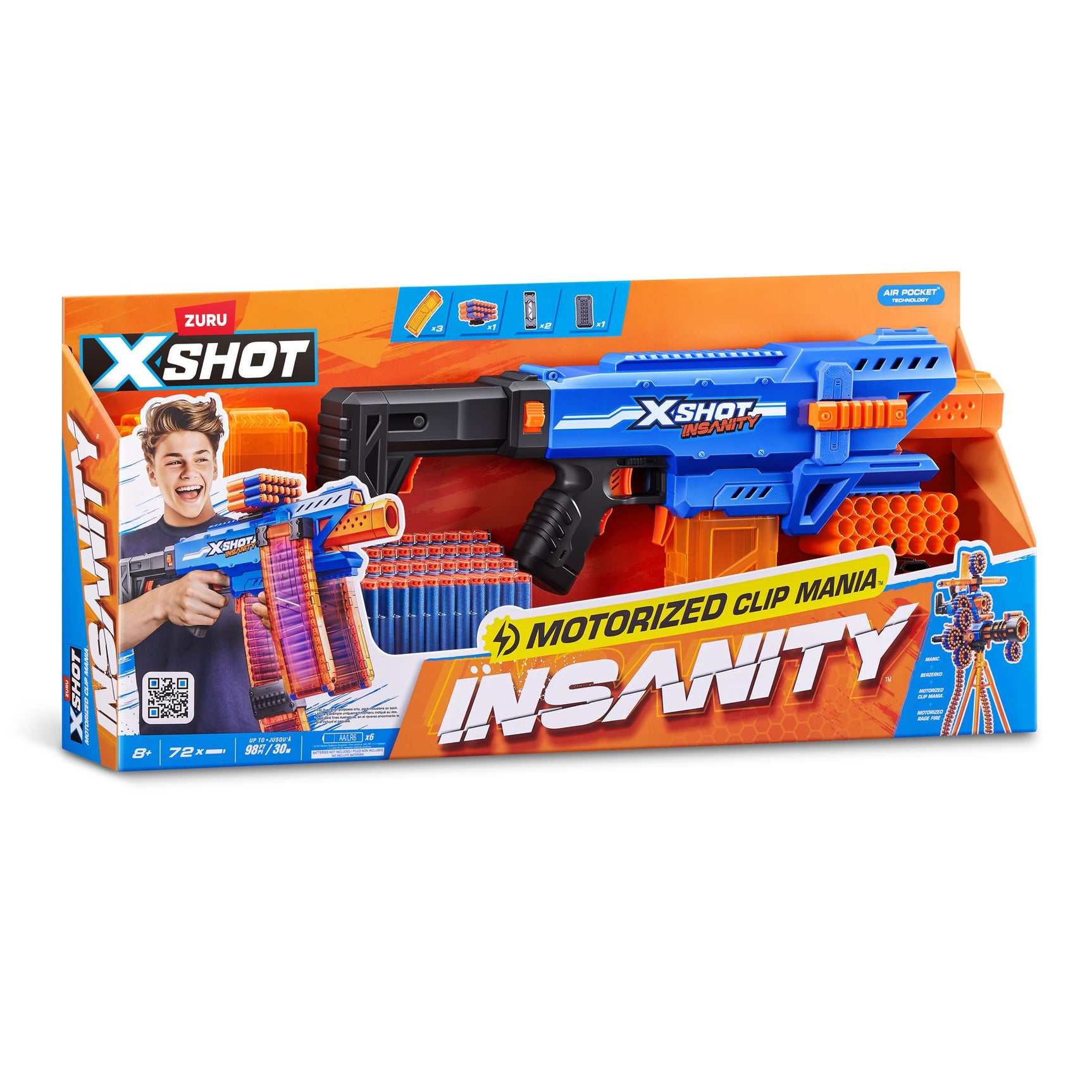 ZURU XSHOT INSANITY S1 MOTORISED CLIP BLASTER 72 Darts