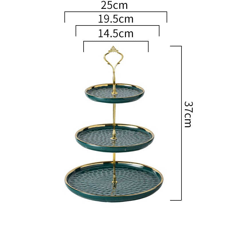 DS BS 3 Tier Ceramic High Tea Cake Dessert Stand-Green