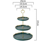 DS BS 3 Tier Ceramic High Tea Cake Dessert Stand-Green