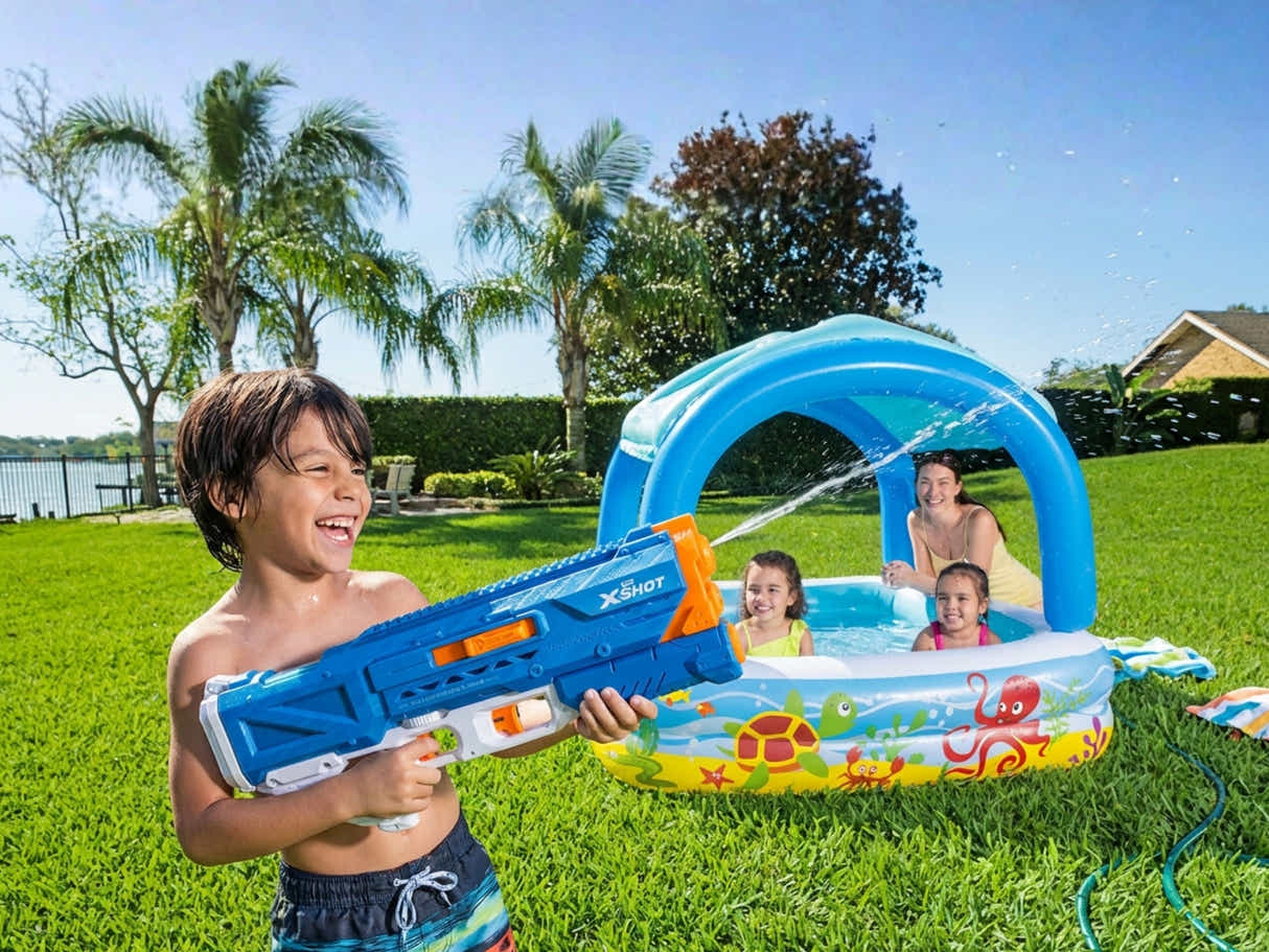 Bestway  Shaded Play Pool + ZURU X-Shot Water Fast-Fill Small Motor Soaker