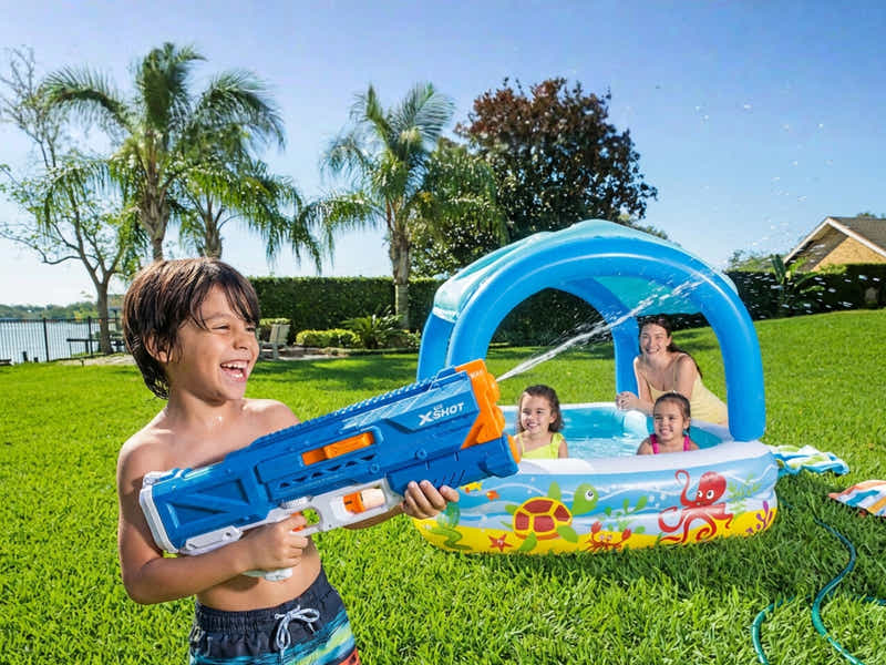Bestway  Shaded Play Pool + ZURU X-Shot Water Fast-Fill Small Motor Soaker
