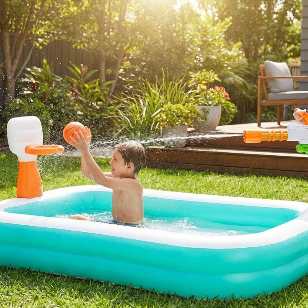 Bestway Dunk n' Splash Family Pool 54445 + ZURU X-Shot Fast Fill Hydro ...