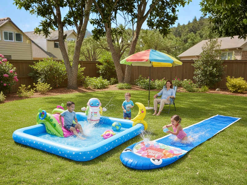 Bestway Kids Pool + ZURU Shark Slide with 3-Pack Bunch O Balloons