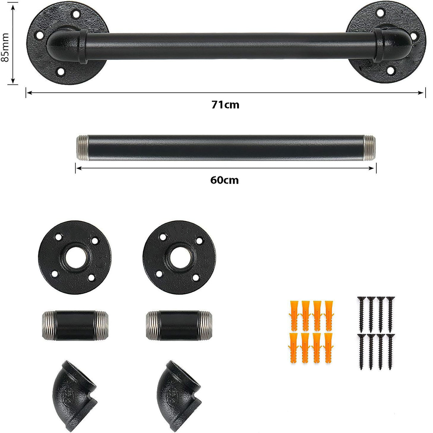 DS BS Industrial Pipe Towel Rack Towel Bar-60CM