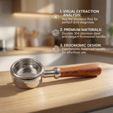 DS BS 58mm Bottomless Portafilter with Rosewood Handle