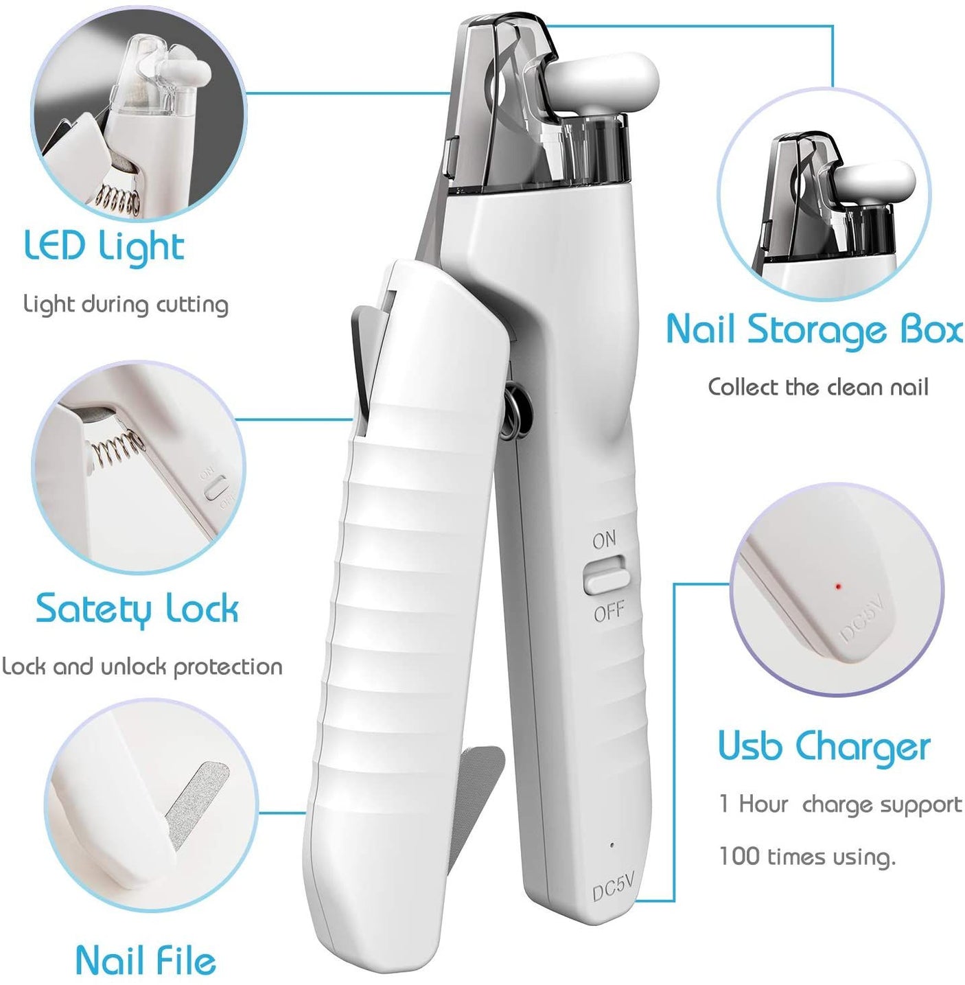 DS BS Cat Dog LED Light Nail Clippers with Nail File