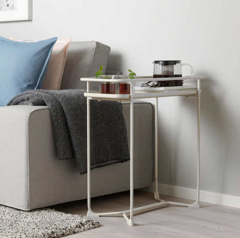 DS BS Modern Loft Metal Side Table Flower Stand Rectangle-White
