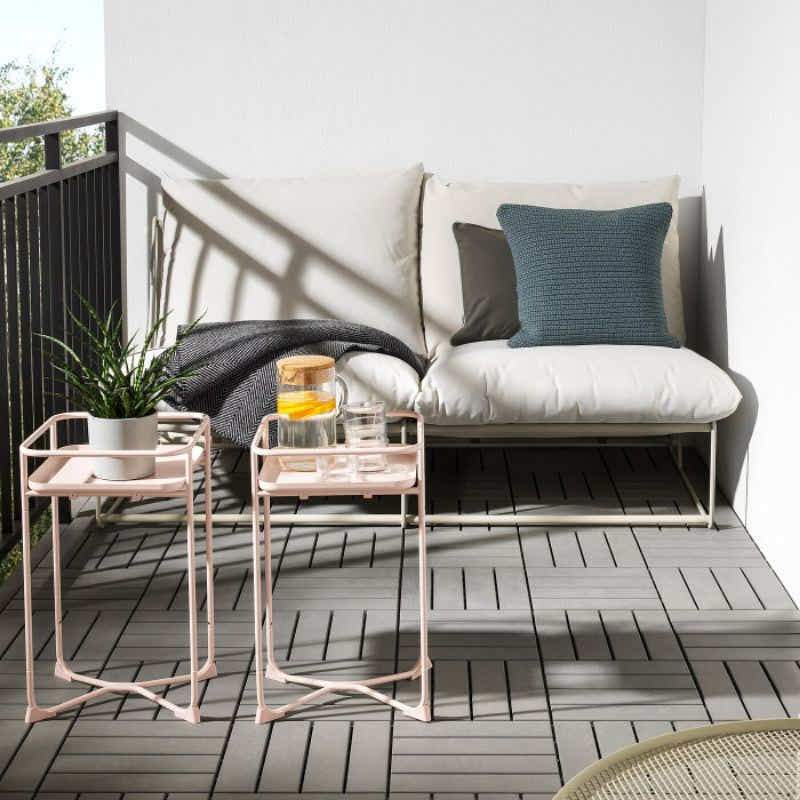 DS BS Modern Loft Metal Side Table Flower Stand Square-Pink